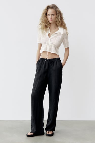 Image 0 of STRAIGHT TROUSERS WITH DRAWSTRING from Zara