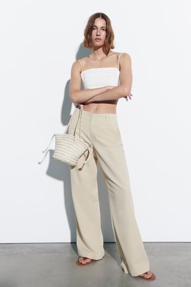Image 0 of LINEN BLEND FULL LENGTH PANTS from Zara