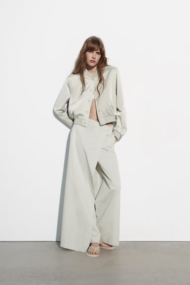 Image 0 of WRAP-EFFECT CROPPED TROUSERS from Zara