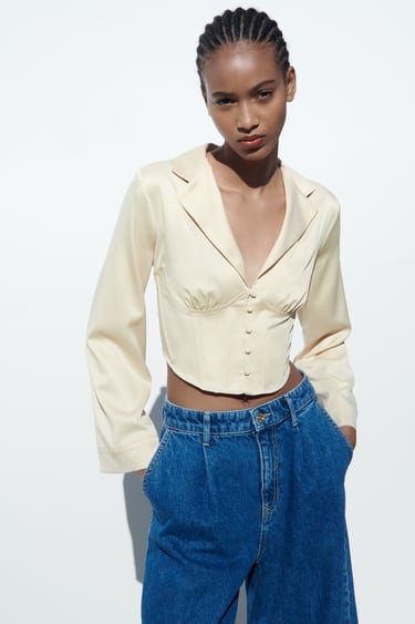 Image 0 of SATIN CORSETRY-INSPIRED TOP from Zara