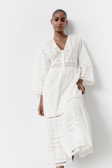 Image 0 of OPENWORK EMBROIDERED DRESS from Zara