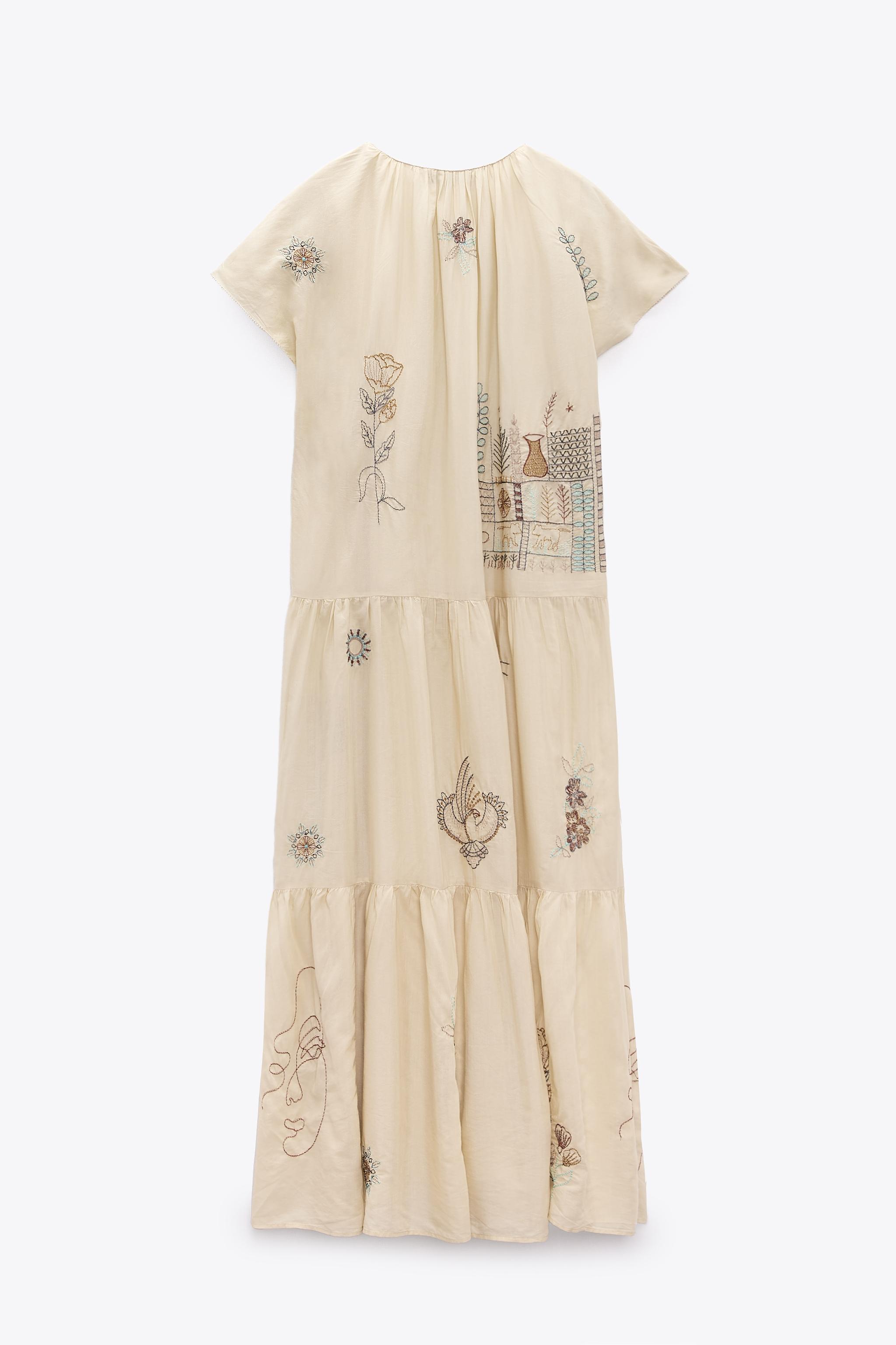 Zara limited edition embroidered dress outlet