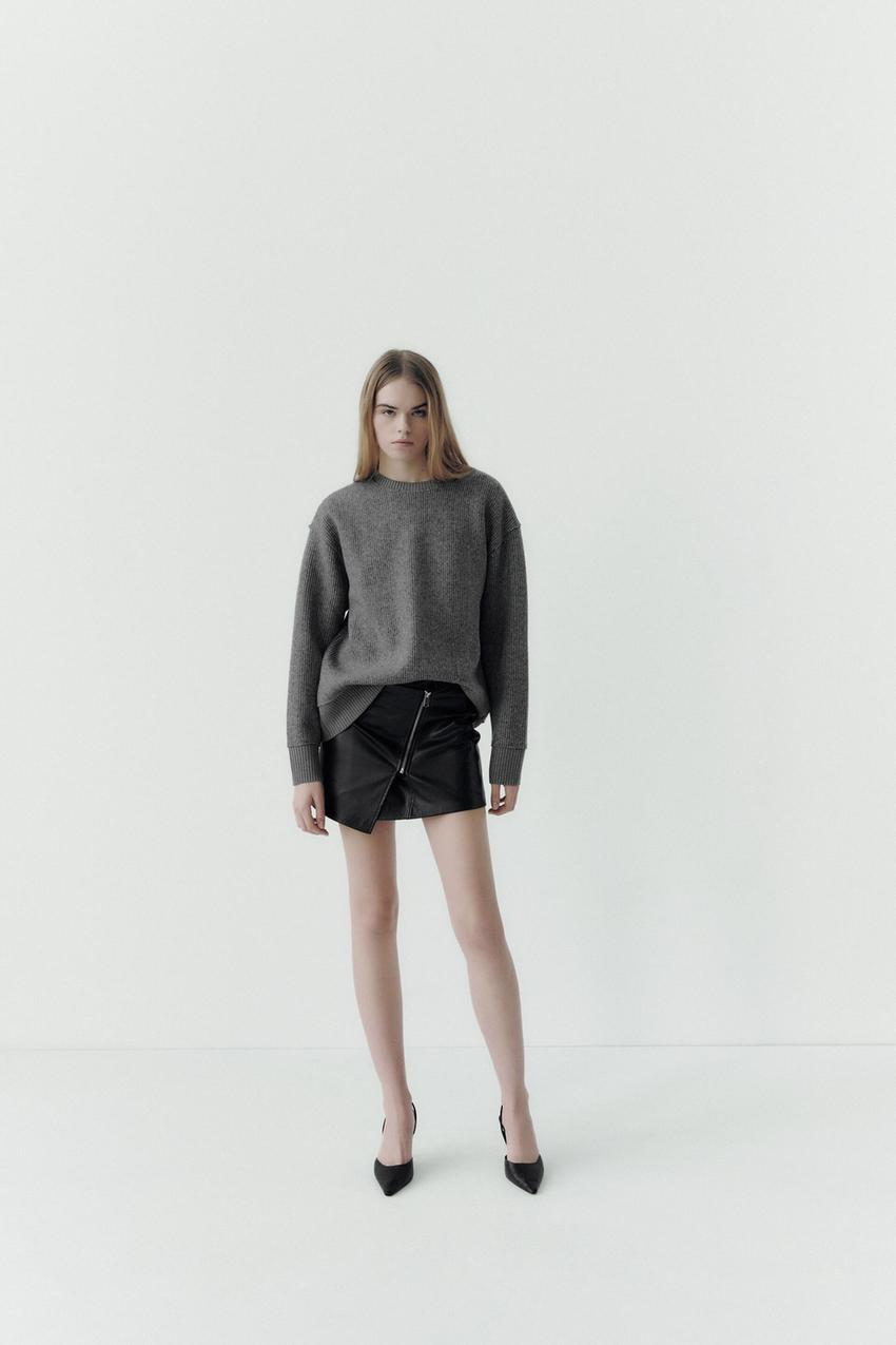 Black leather mini skirt zara Clearance