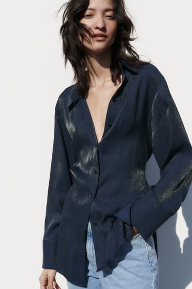 Image 0 of CREASED-EFFECT SATIN SHIRT from Zara
