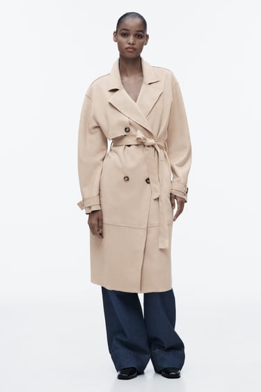 Image 0 of FAUX SUEDE LONG TRENCH COAT from Zara