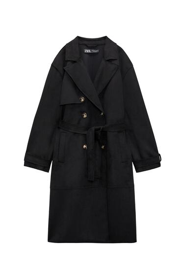 Image 0 of FAUX SUEDE LONG TRENCH COAT from Zara