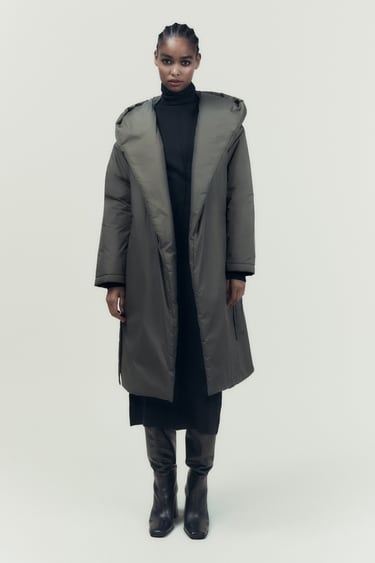 Image 0 of HOODED QUILTED COAT from Zara