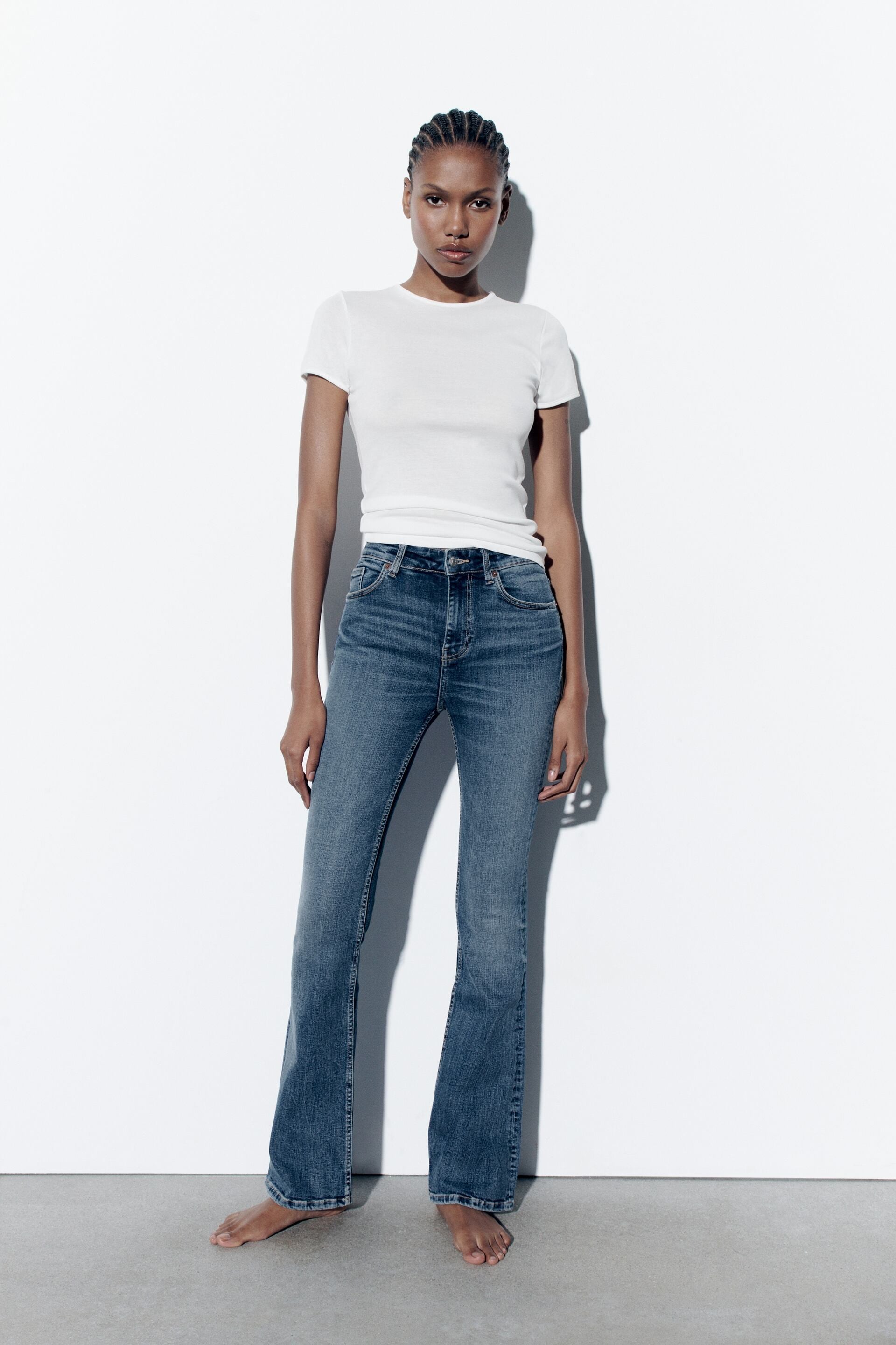 TRF MID RISE FLARE JEANS