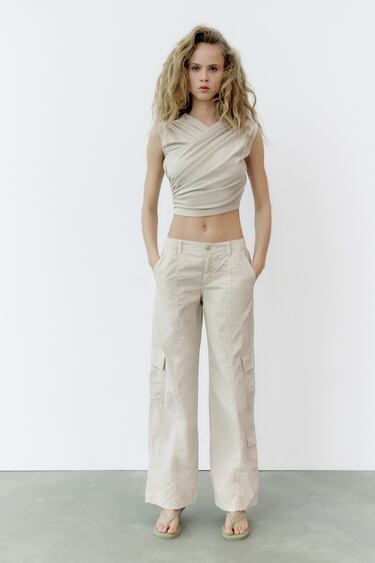 Image 0 of MID WAIST PARACHUTE TROUSERS from Zara