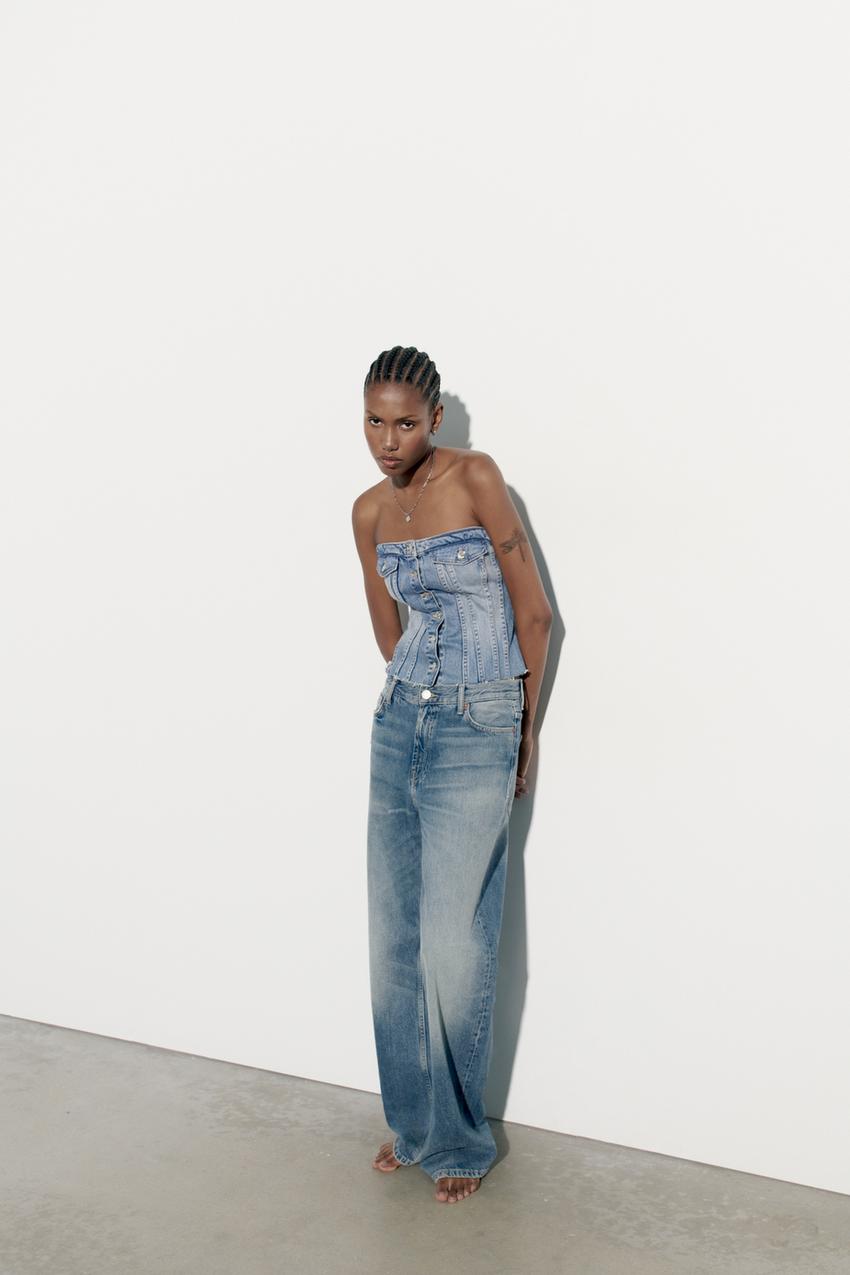 Zara, Pants & Jumpsuits, Zara Corset Denim Jumpsuit