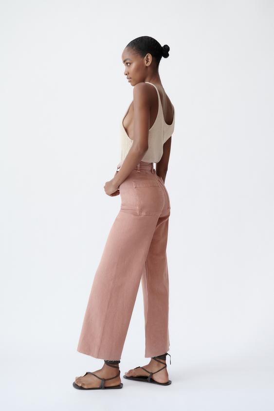 Pink flare jeans zara Clearance