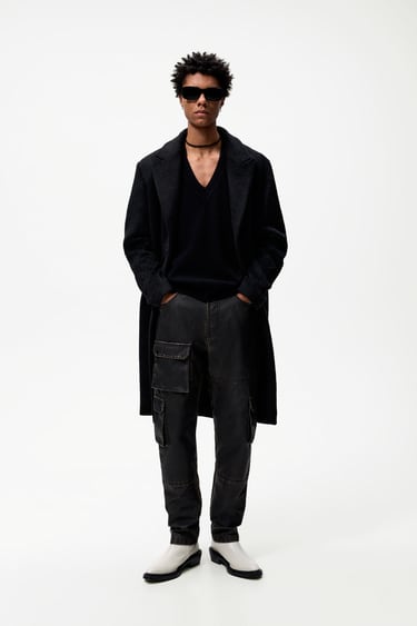Image 0 of FAUX LEATHER CARGO TROUSERS from Zara