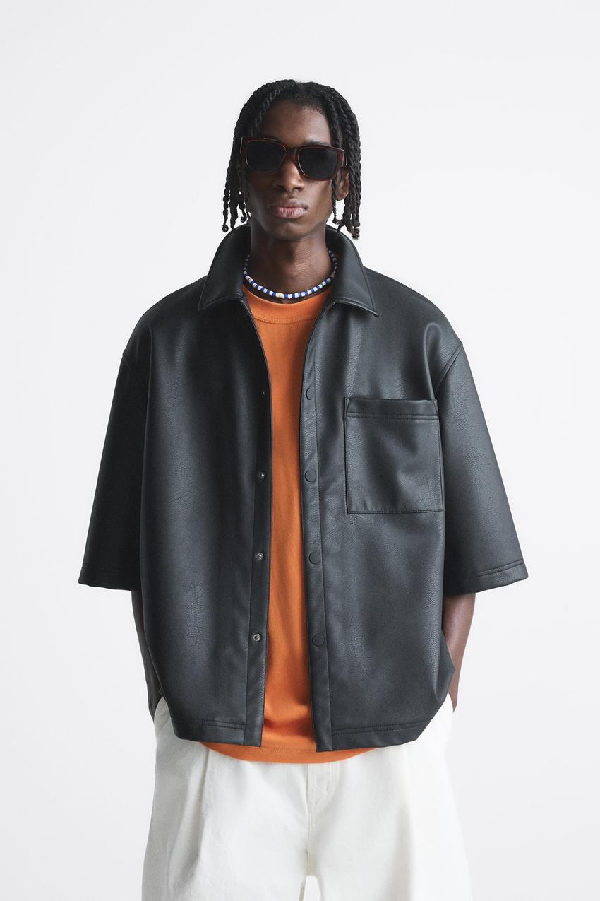 Zara faux leather shirt jacket Clearance