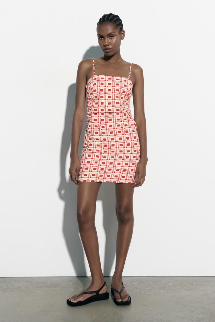 Imagen 0 de VESTIDO CORTO CON LINO ESTAMPADO de Zara