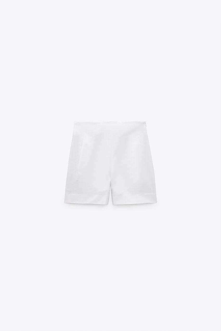 Zara white pleated shorts Clearance