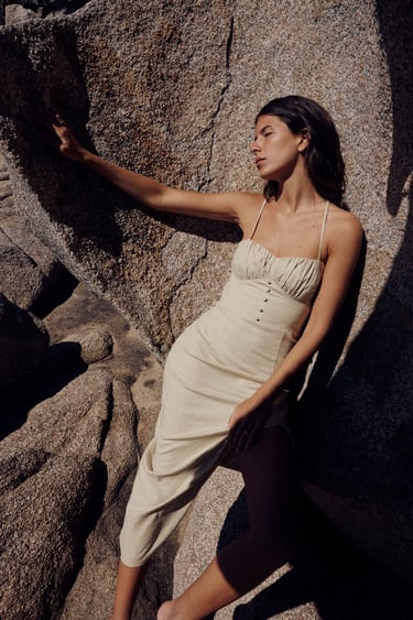 Image 0 of LINEN-BLEND CORSETRY-INSPIRED DRESS from Zara