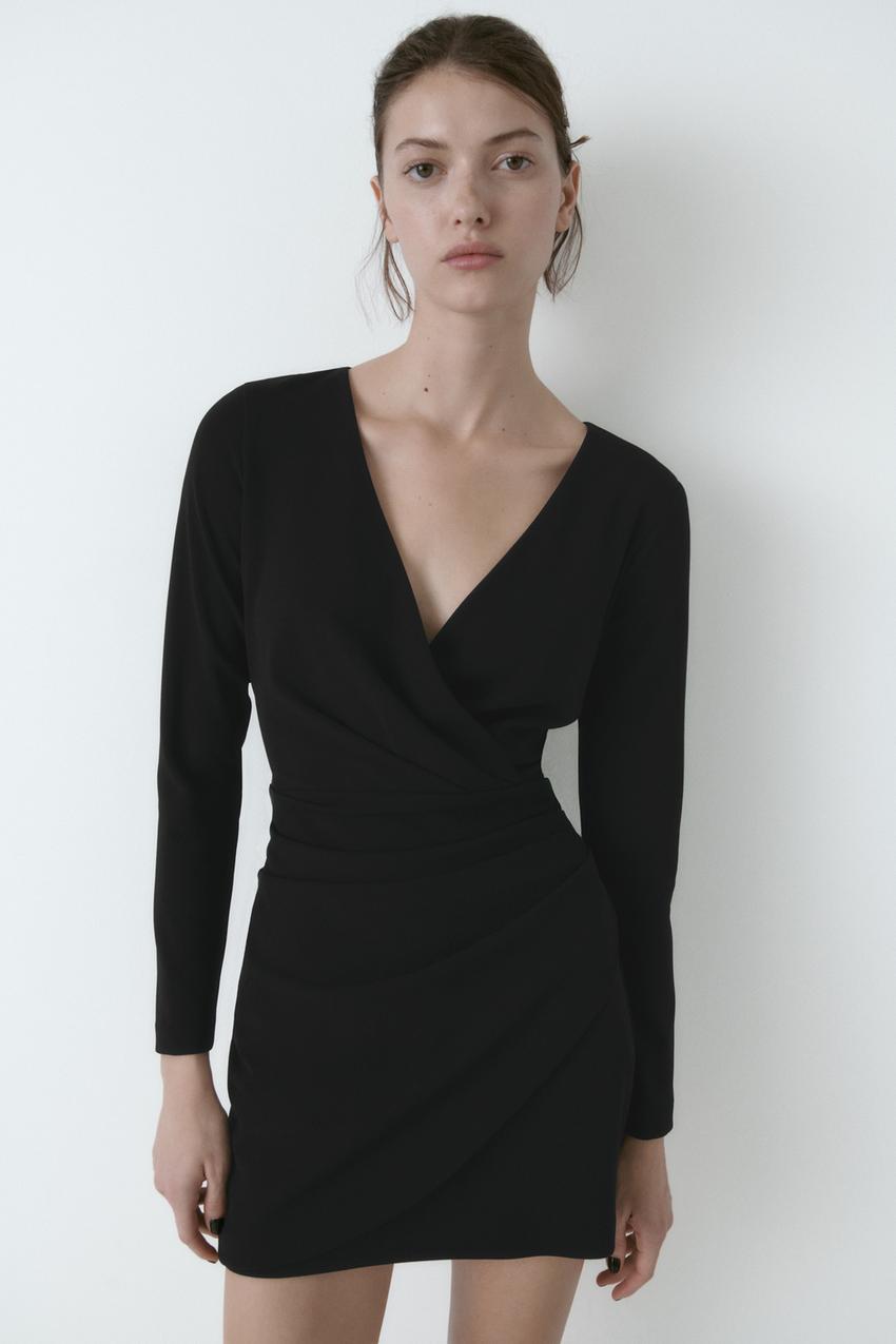 Zara wrap dress black Clearance