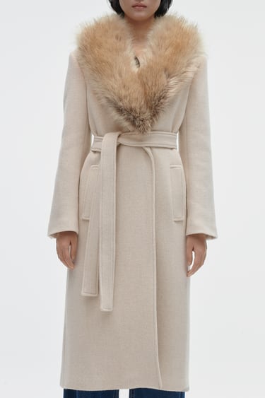 Image 0 of LONG WOOL BLEND COAT PREMIUM from Zara
