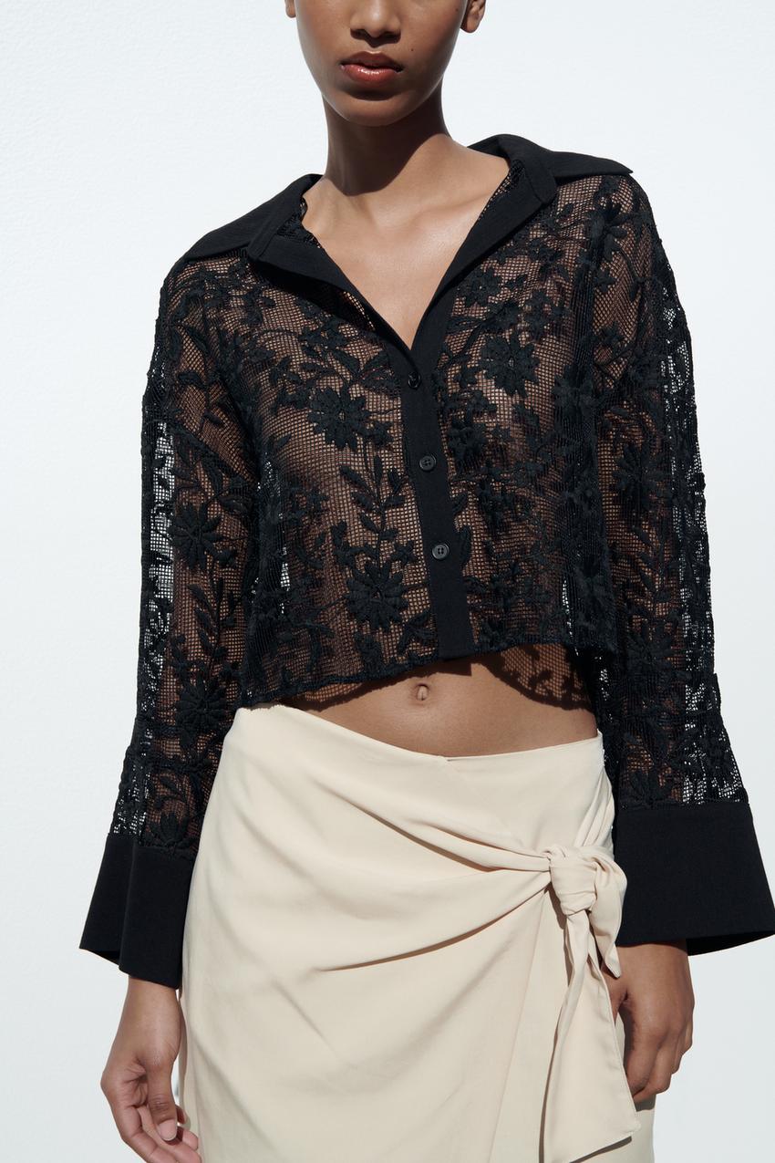 Lace black top zara Clearance