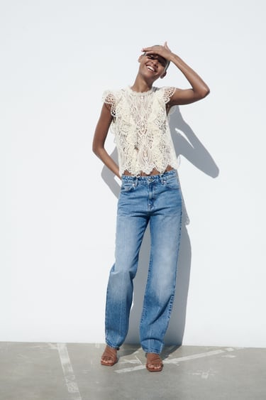 Image 0 of RUFFLED LACE TOP from Zara