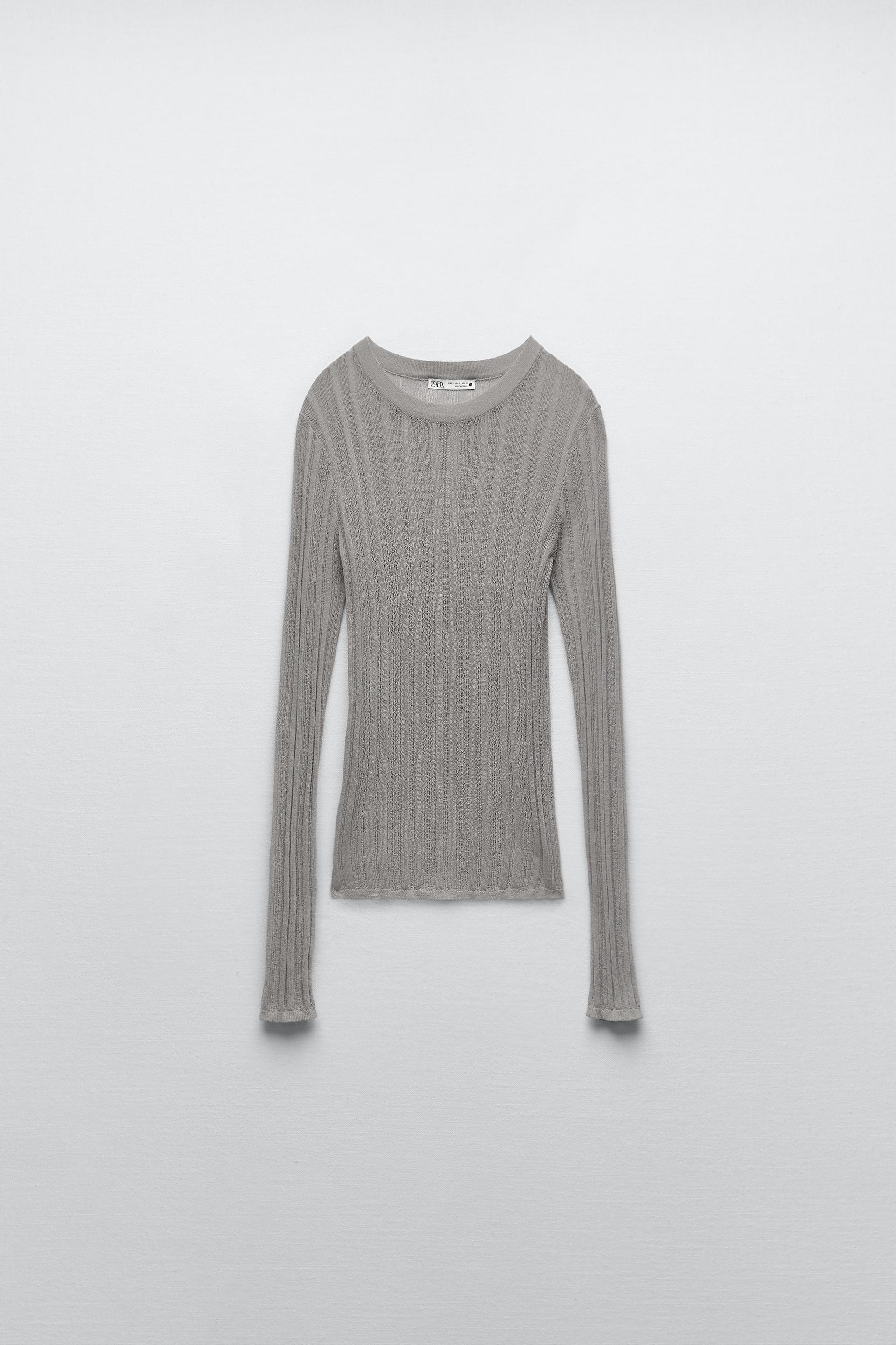 Zara grey long sleeve top Clearance