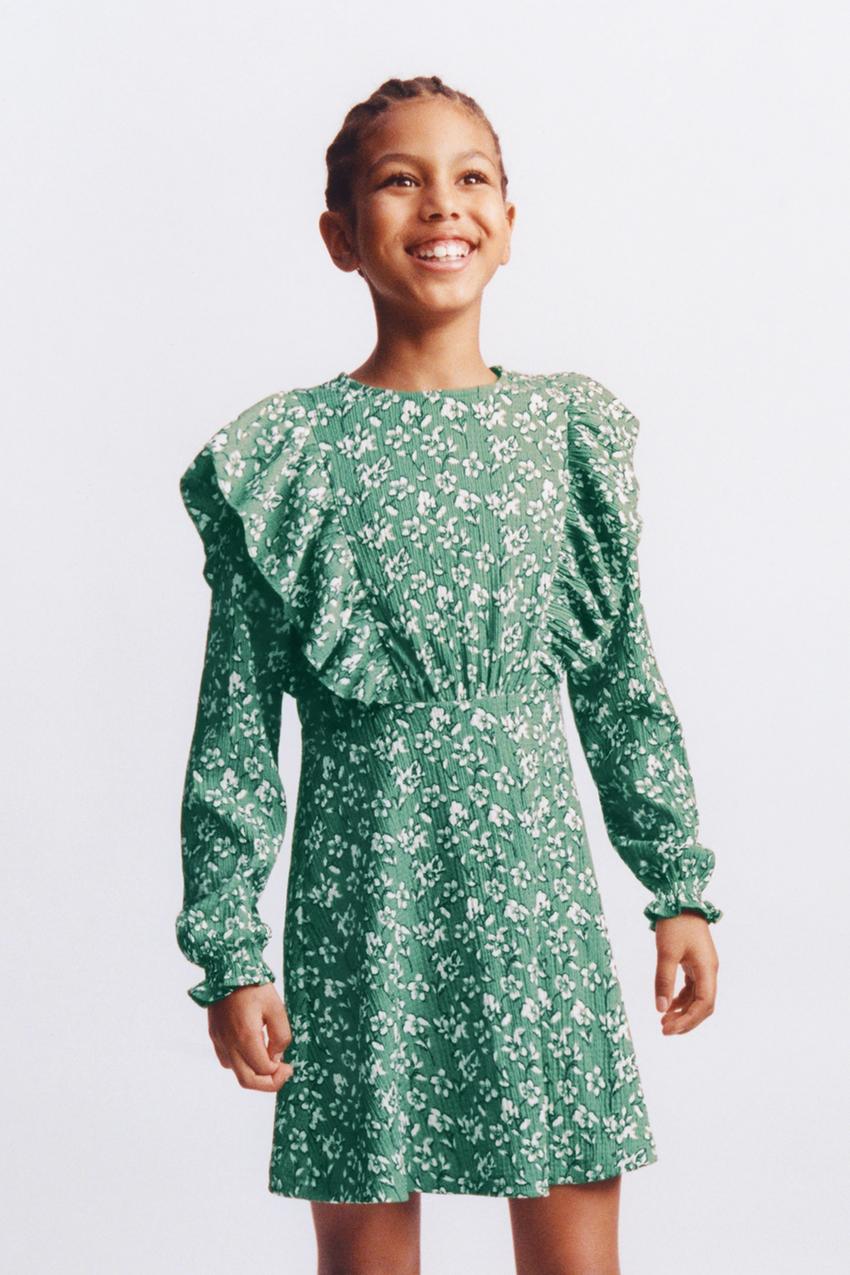 Textured printed dress zara Clearance