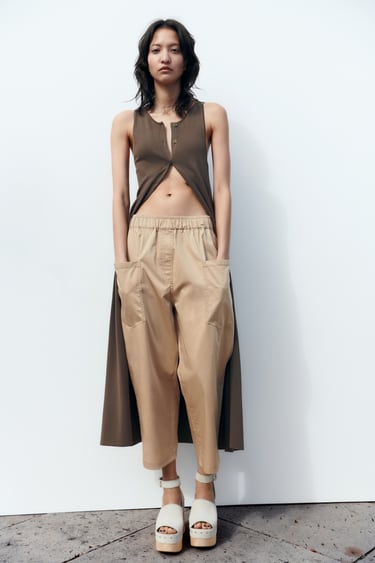 Image 0 of POPLIN TROUSERS WITH POCKETS from Zara