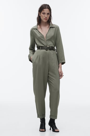 Image 0 of LONG BELTED JUMPSUIT from Zara