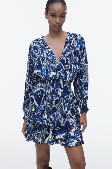Image 0 of PRINTED DRESS WITH ELASTIC WAIST from Zara