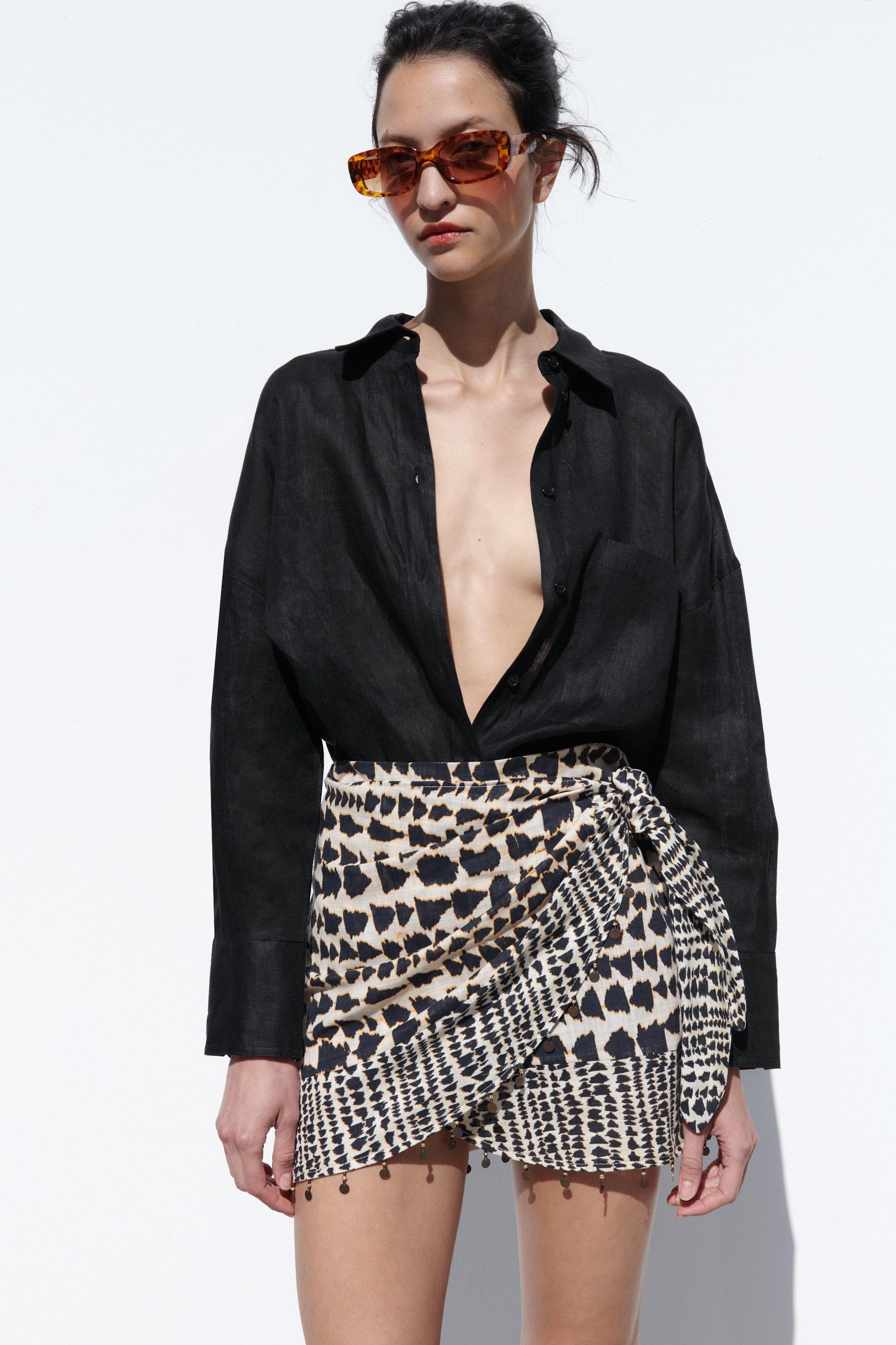 Printed wrap skirt zara Outlet