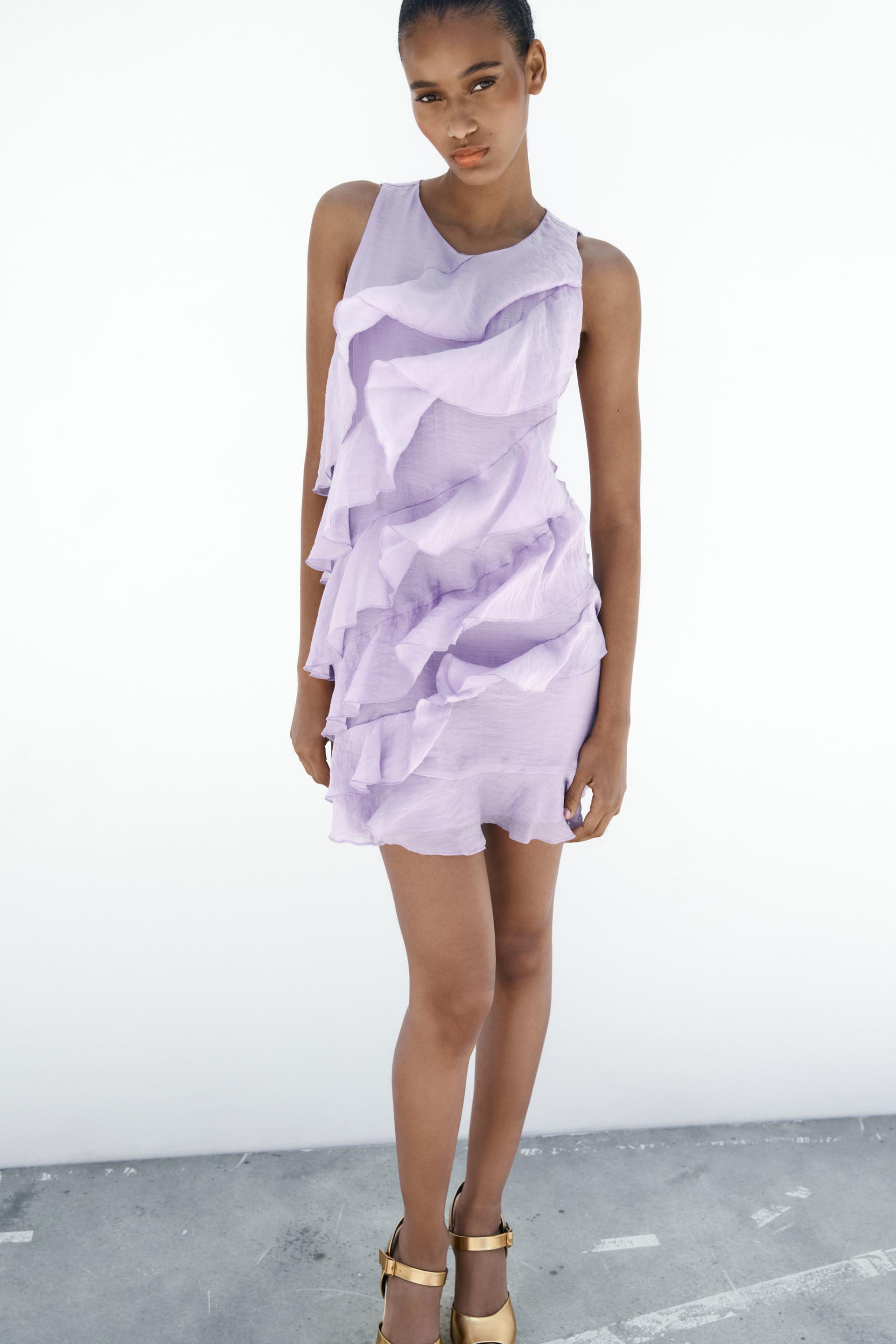 Zara lilac ruffle dress Clearance