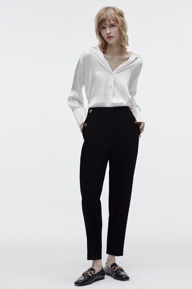 Image 0 of STRAIGHT LEG PANTS WITH METALLIC BUTTONS from Zara