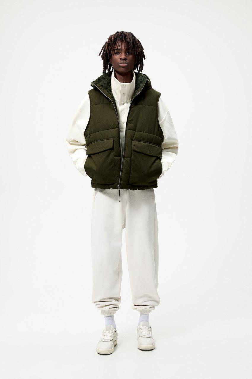 Zara khaki puffer gilet Clearance