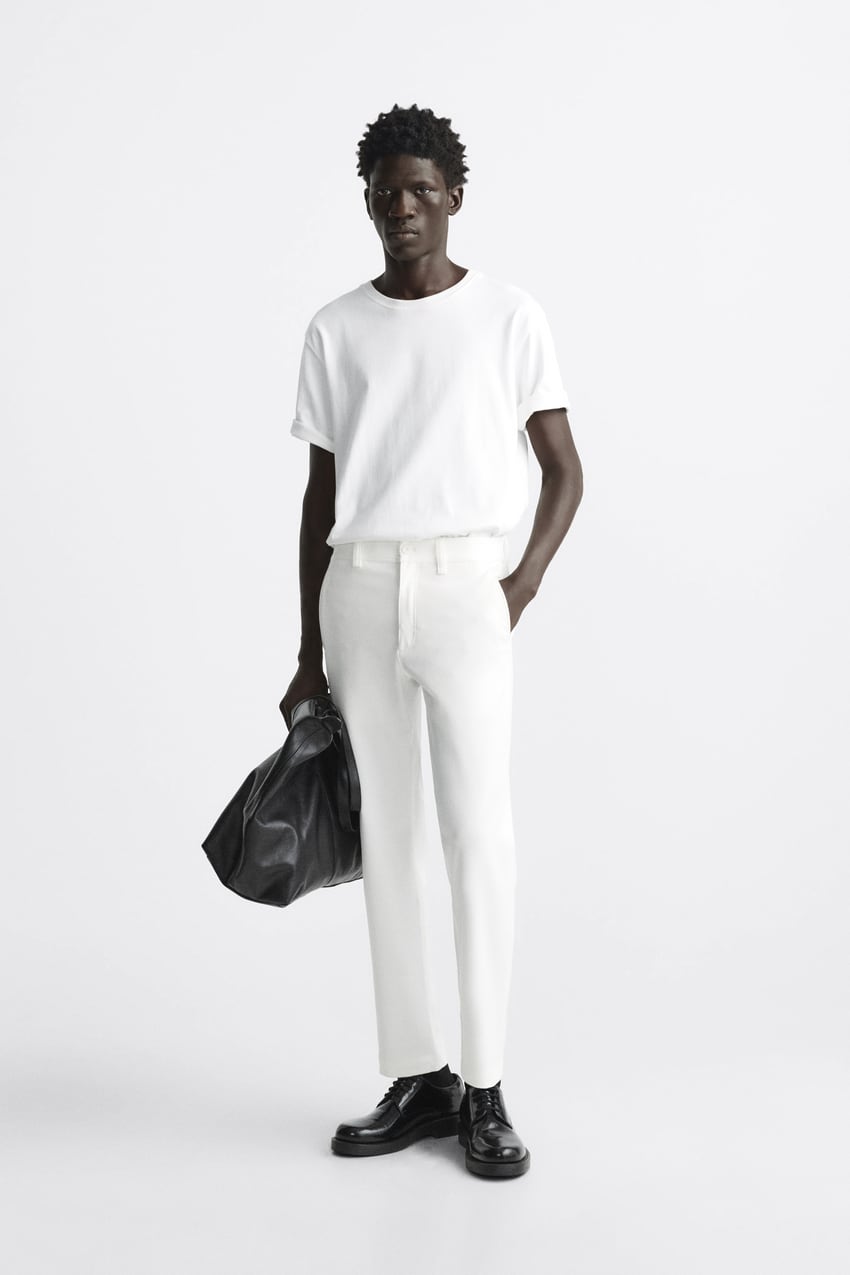 TEXTURED COMFORT TROUSERS - White