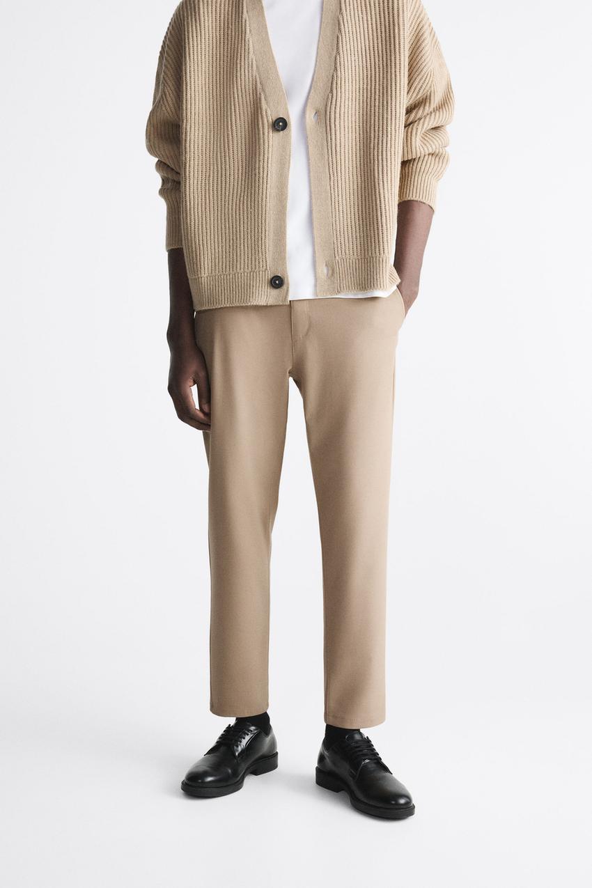 Comfort knit textured trousers zara Clearance