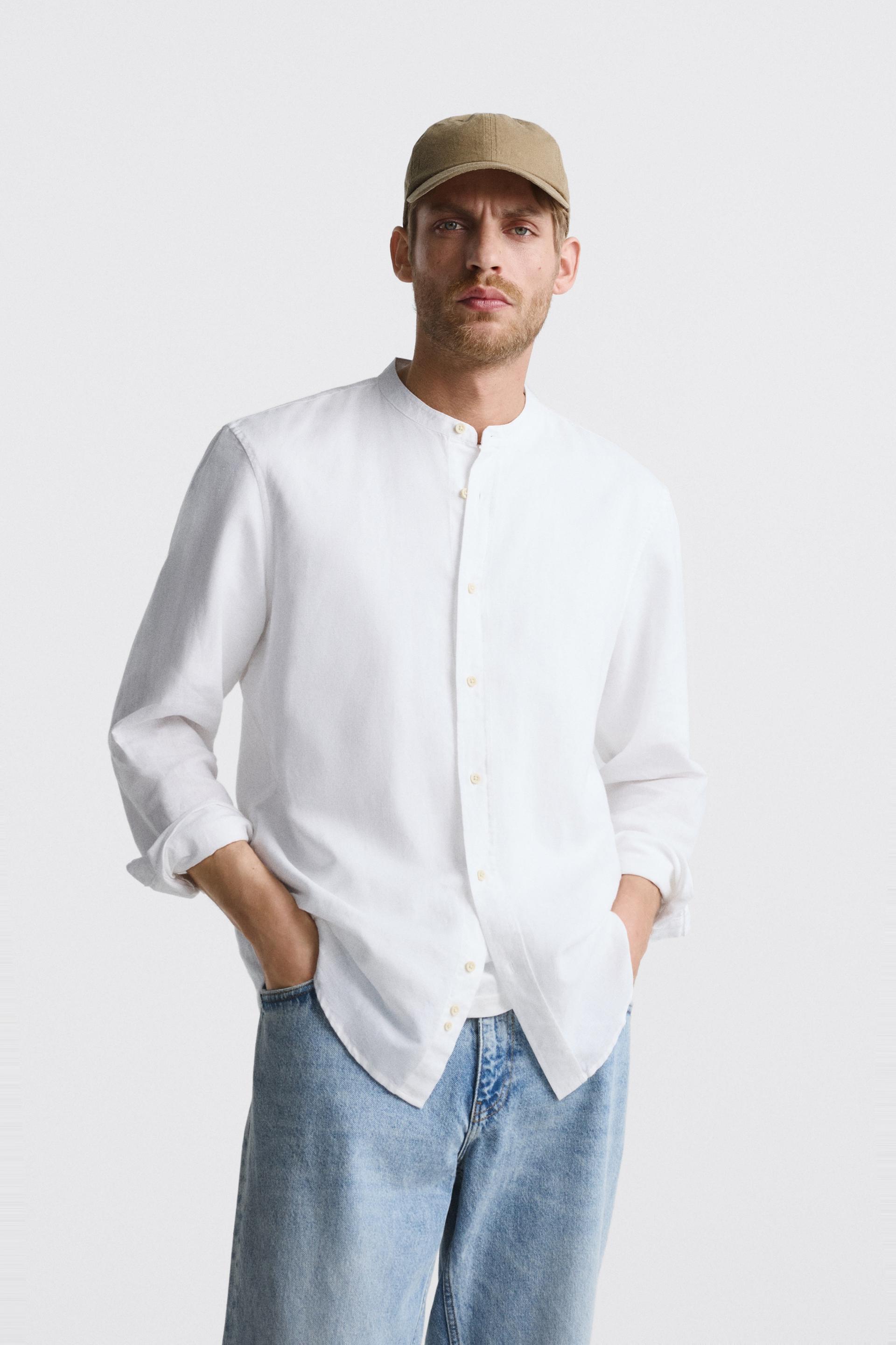 Mens linen shirt zara Clearance
