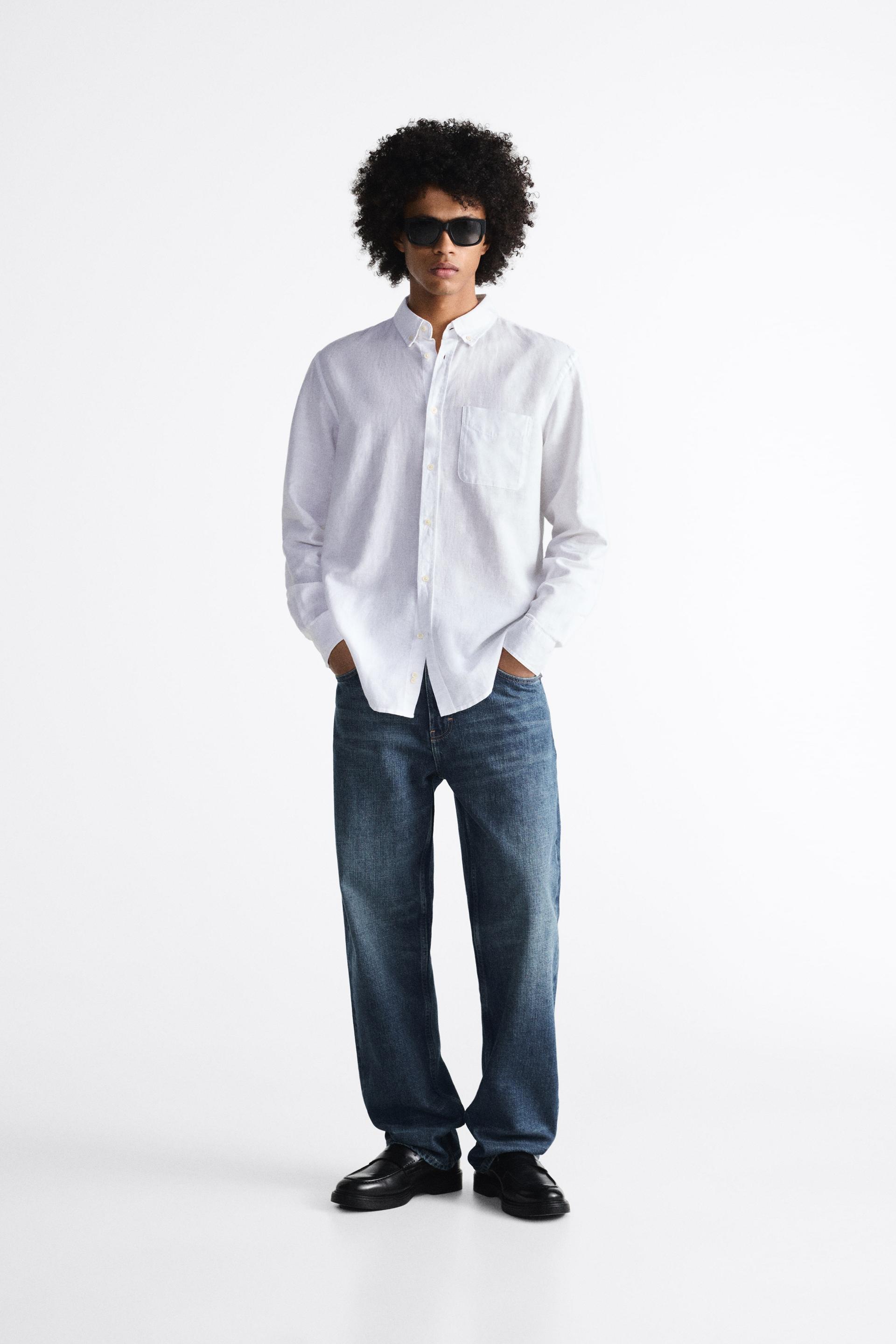 Linen shirt men zara Clearance