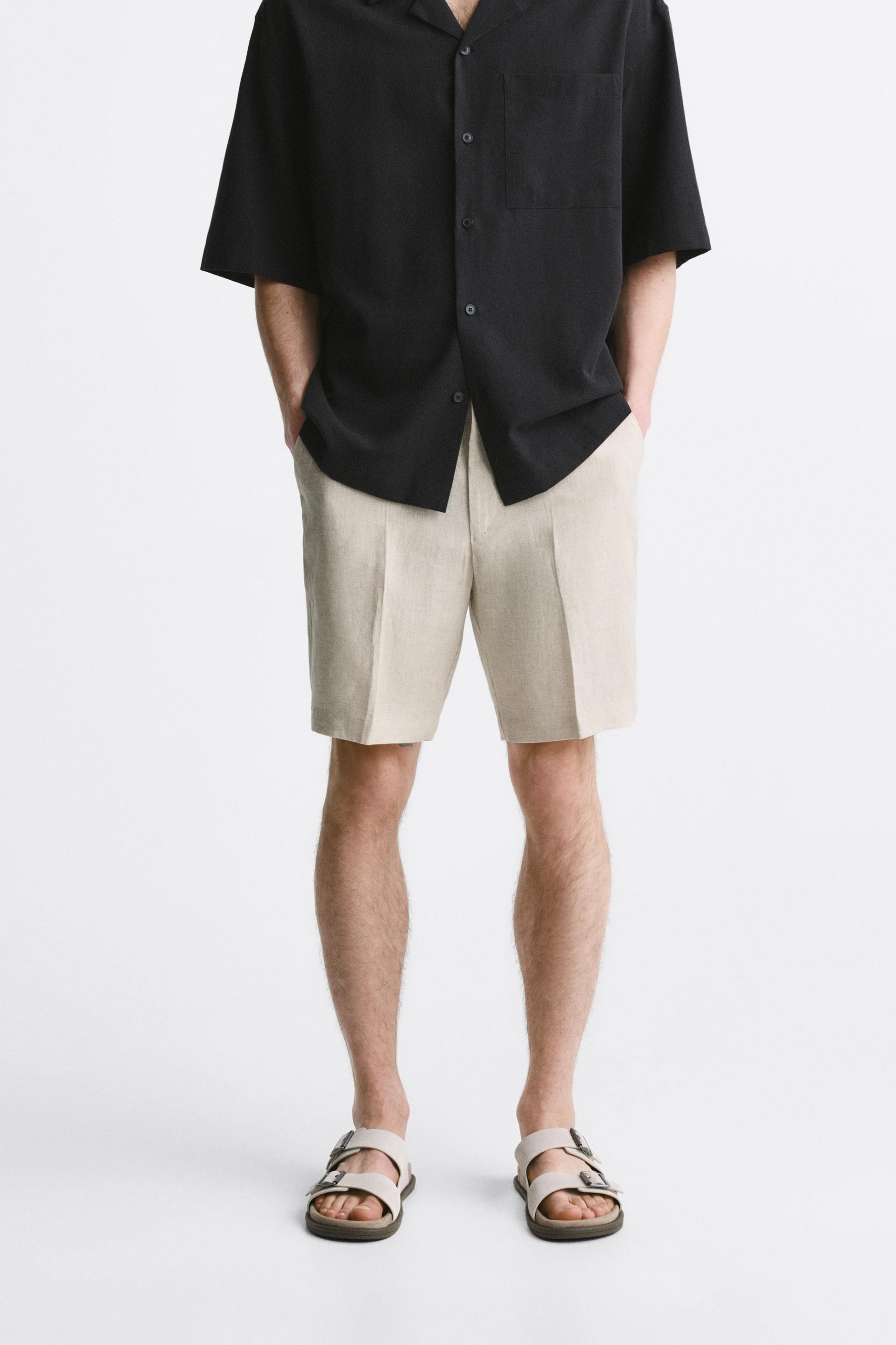 Zara linen shorts men Clearance