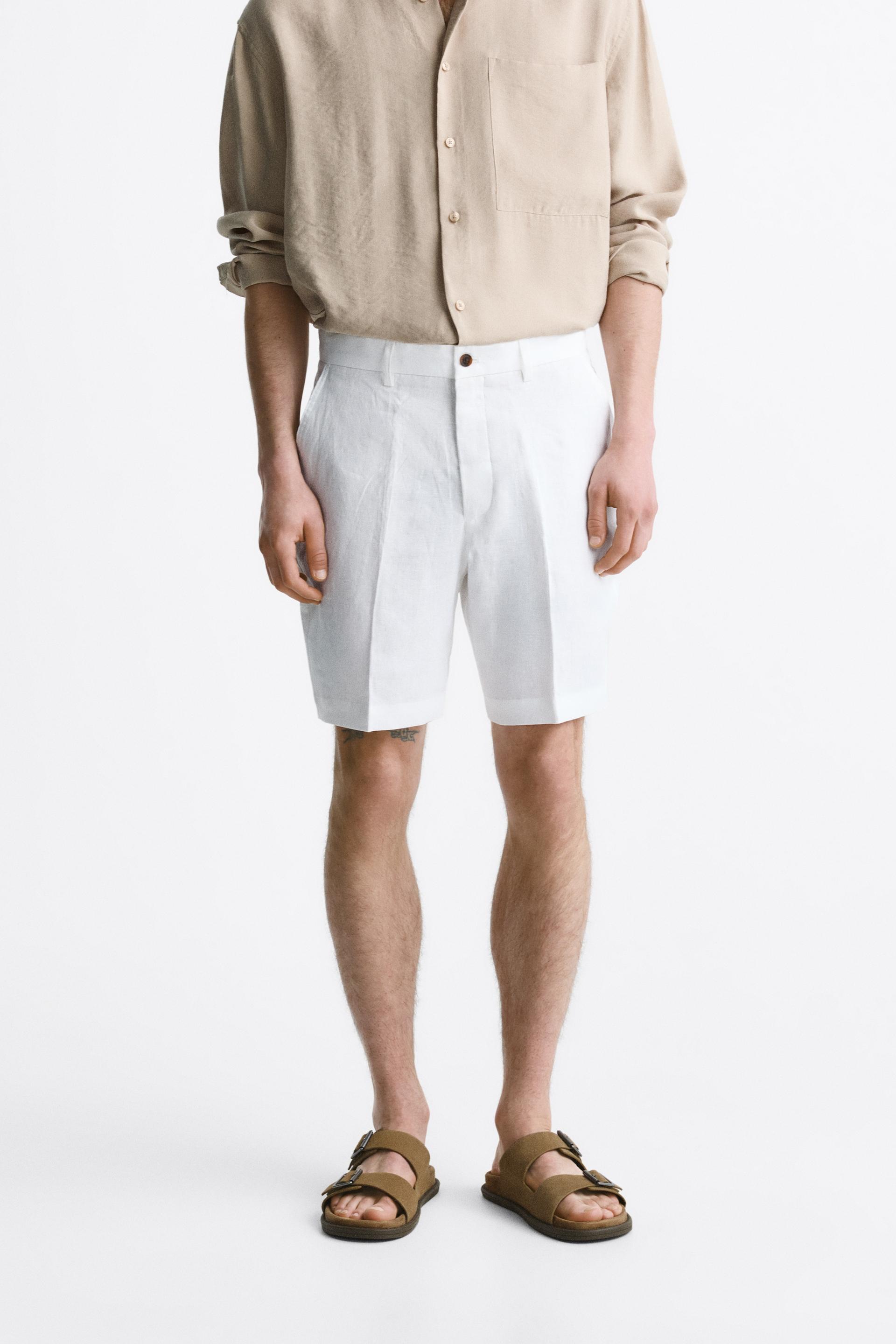 Zara linen shorts men Clearance