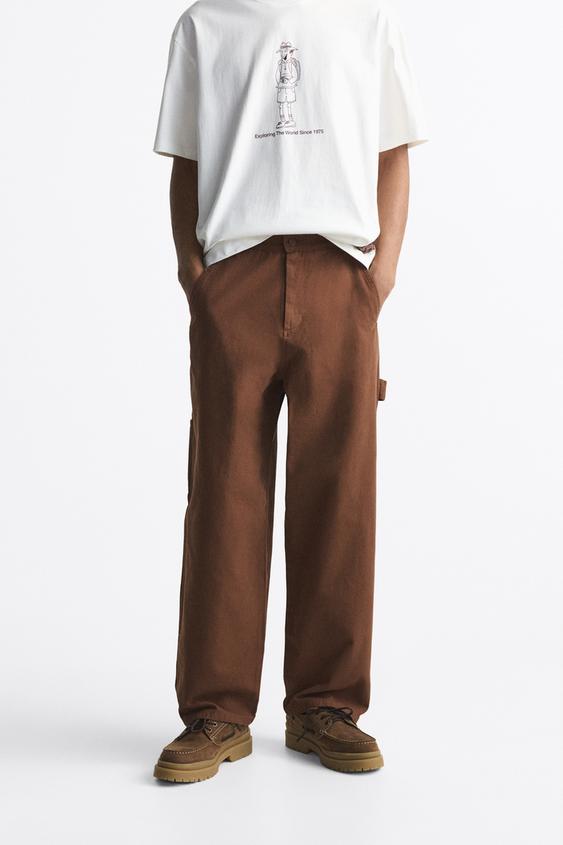 Brown trousers zara Clearance