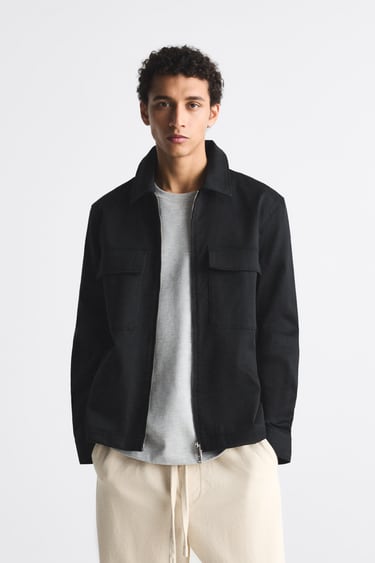 Image 0 of TEXTURED OVERSHIRT WITH POCKETS from Zara