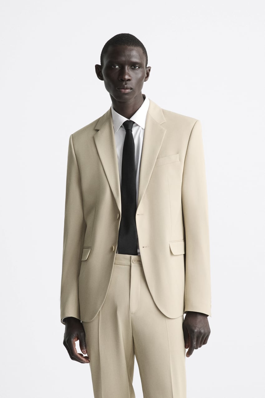 Slim Fit Suit Blazer - Beige | Zara Angola