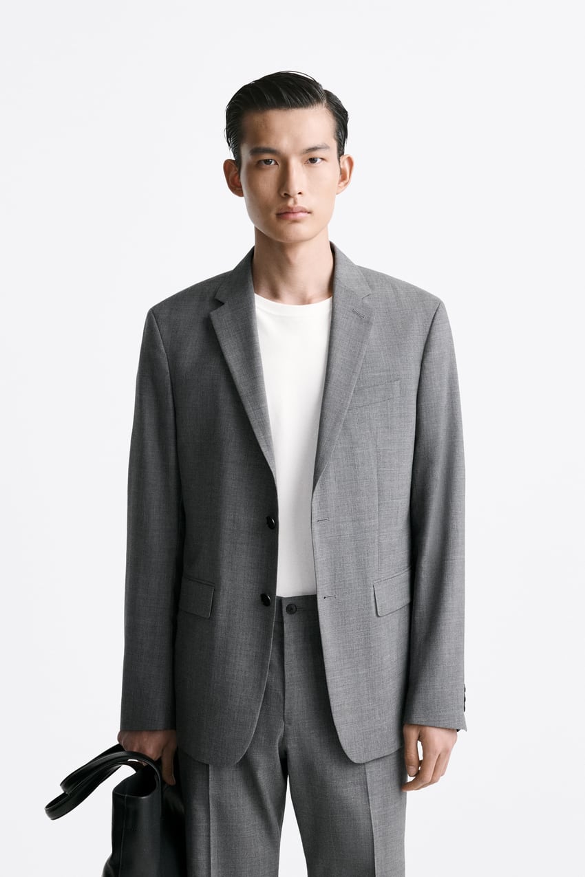 100% Wool Suit Blazer - Grey Marl | Zara United Kingdom