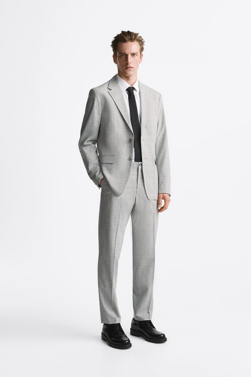 Checked Suit Blazer - Grey | Zara United Kingdom