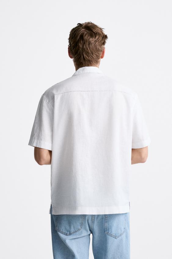 LINEN - COTTON LACE TRIM SHIRT