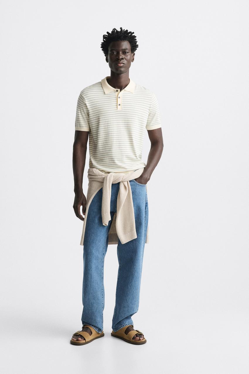 POLO PUNTO RAYAS Azul claro ZARA Chile