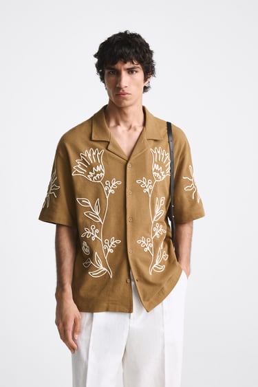 Image 0 of FLORAL EMBROIDERED SHIRT from Zara