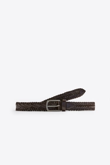 Image 0 of PLAITED LEATHER BELT from Zara