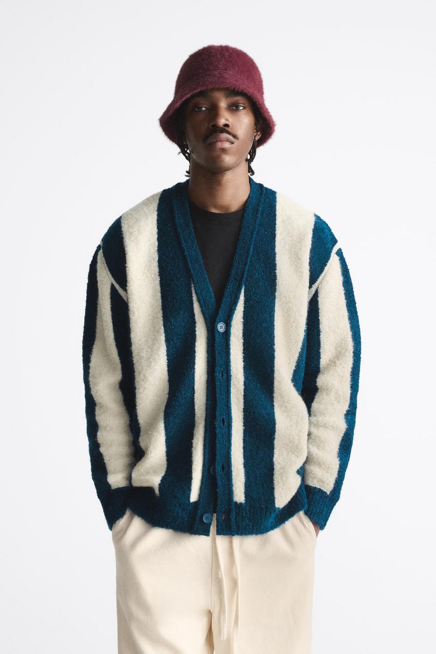 Zara men's blue cardigan Clearance