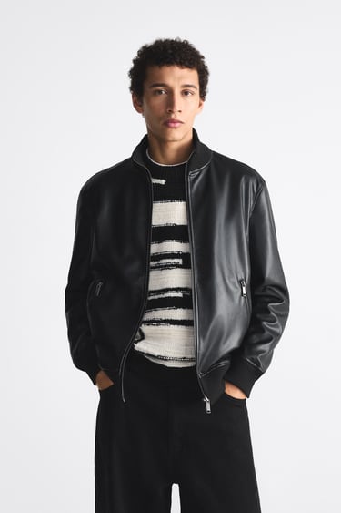 Image 0 of FAUX LEATHER BOMBER JACKET from Zara